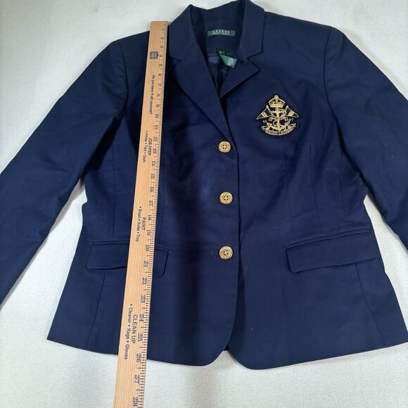 Lauren Ralph Lauren LRL Blazer Navy Blue Size XL 3D Crest Vintage Old Money - Picture 9 of 11